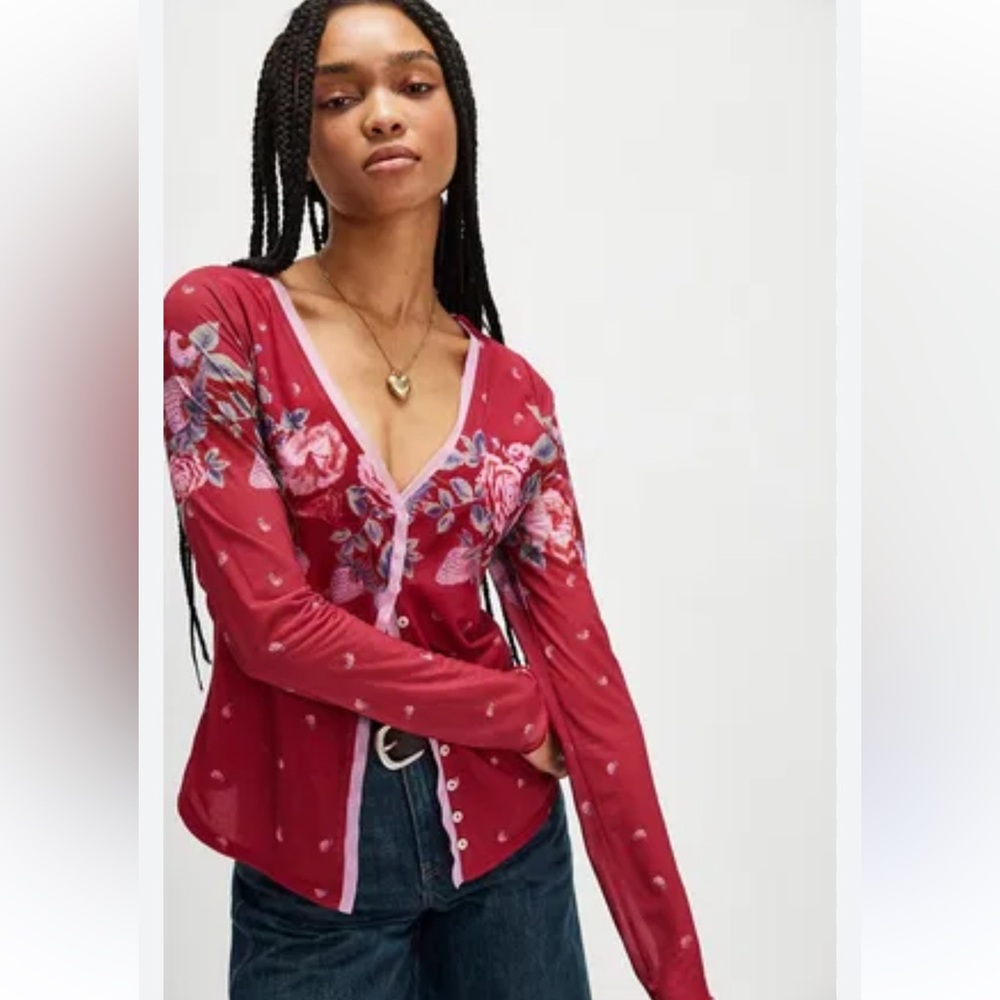 Floral Red Women's Top